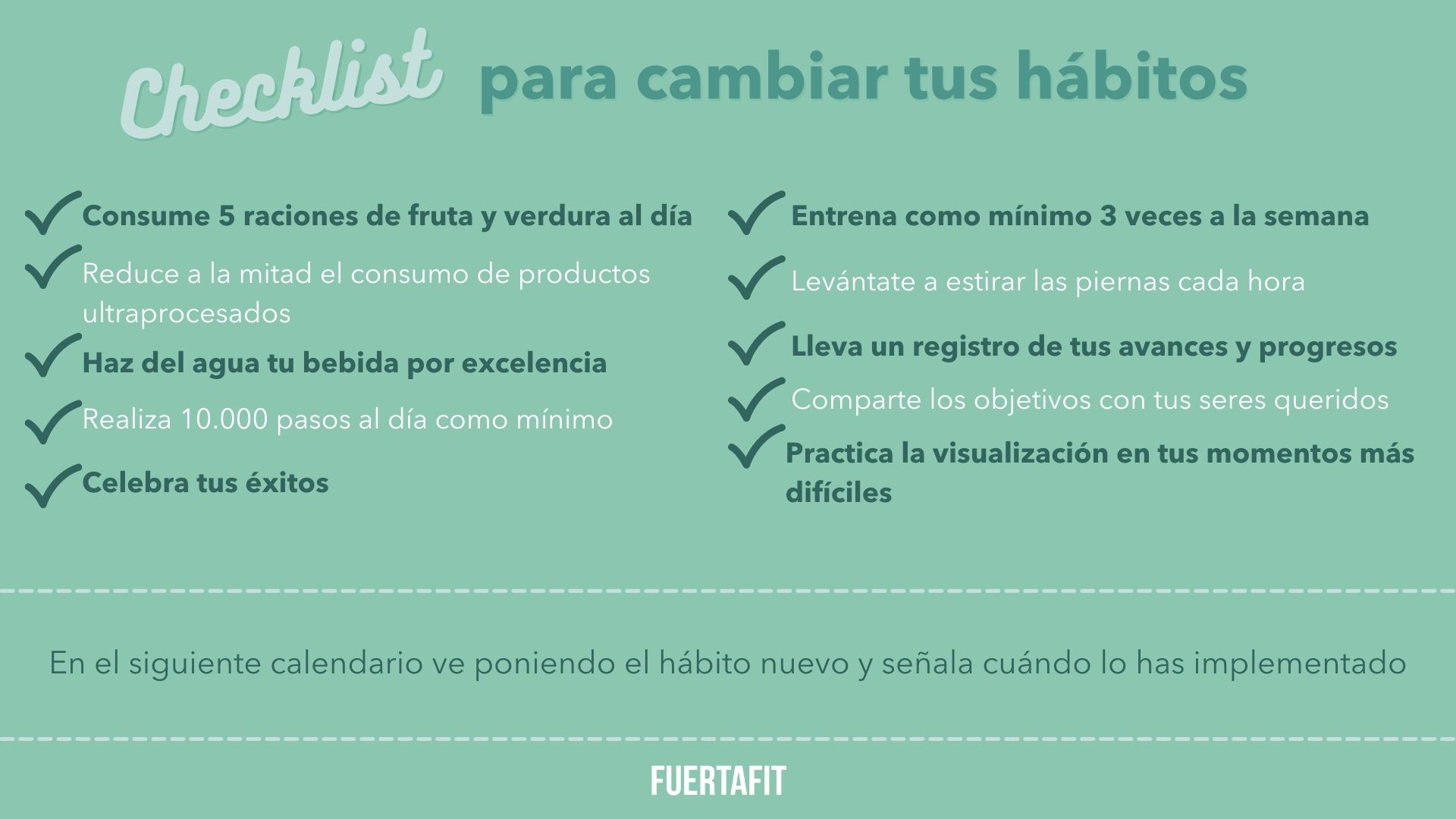 cambio de hábitos para este 2021 calendario