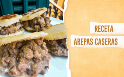 Receta con arepas, soja texturizada y salsa de champiñones